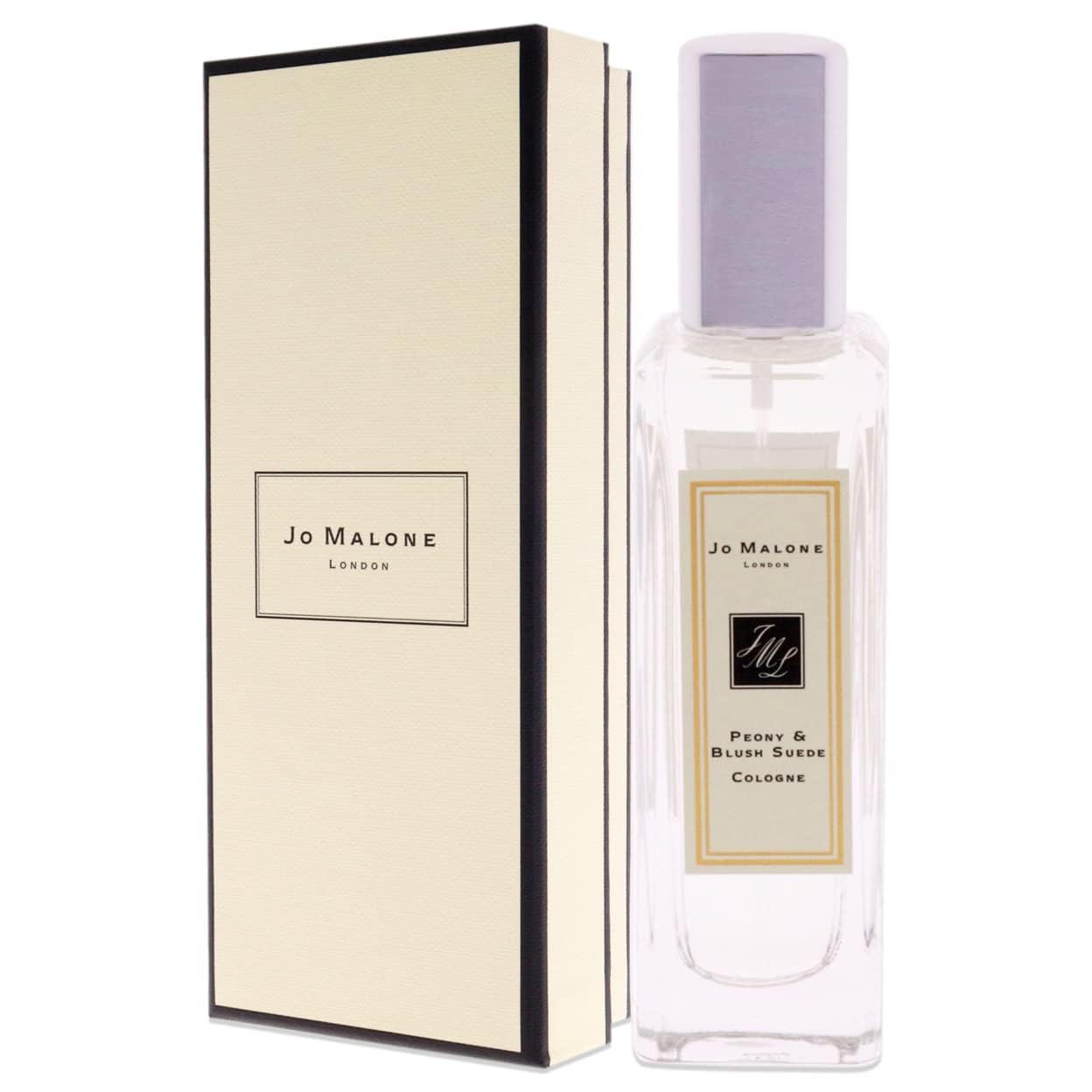 Jo Malone Peony & Blush Suede packaging box conveys gift-ready elegance.