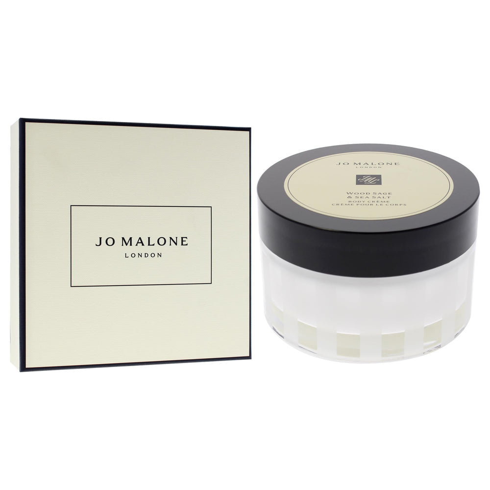 Jo Malone Wood Sage and Sea Salt cream texture closeup emphasizes silky spread and lasting moisture.
