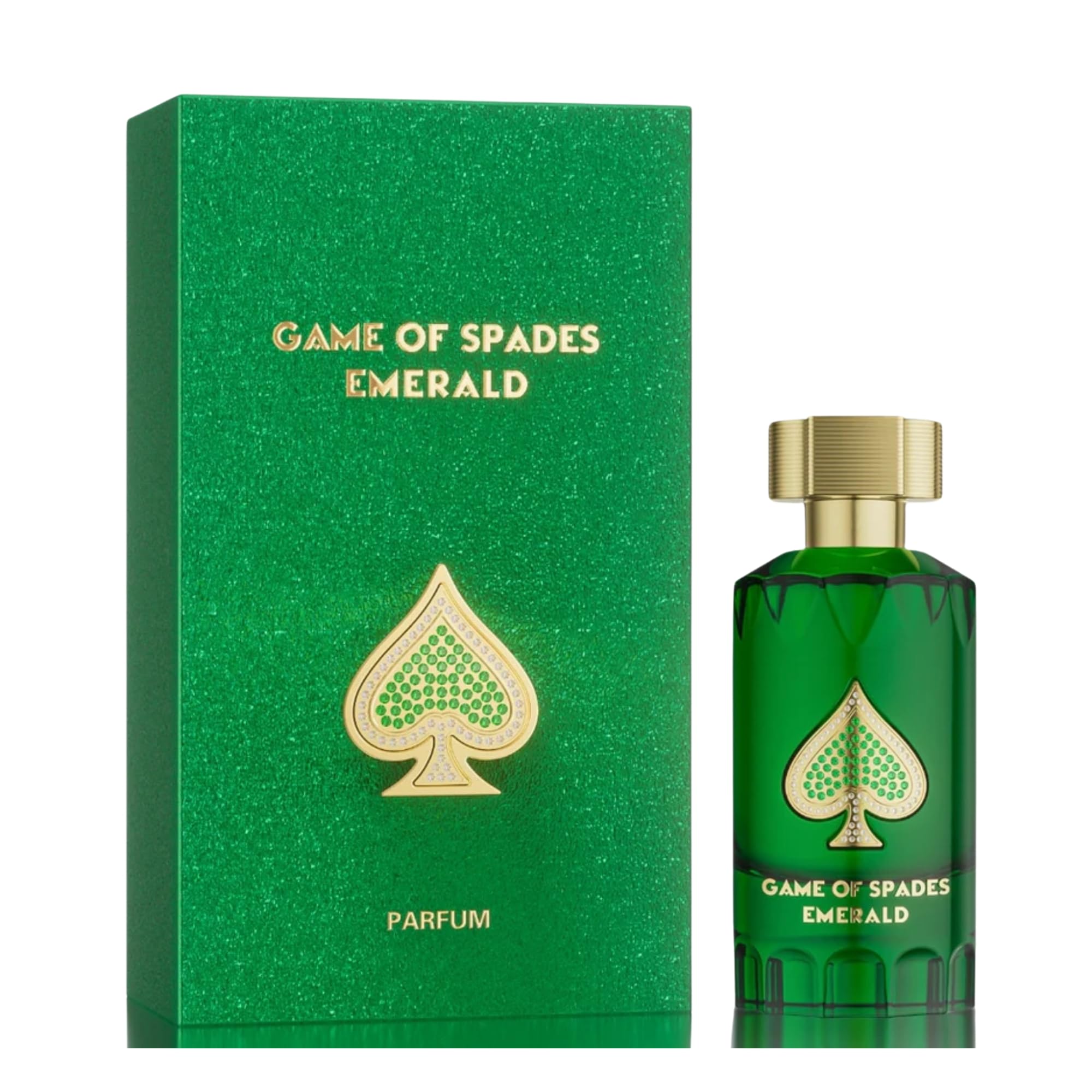 Jo Milano Game of Spades Emerald bottle pour boosts daytime confidence.