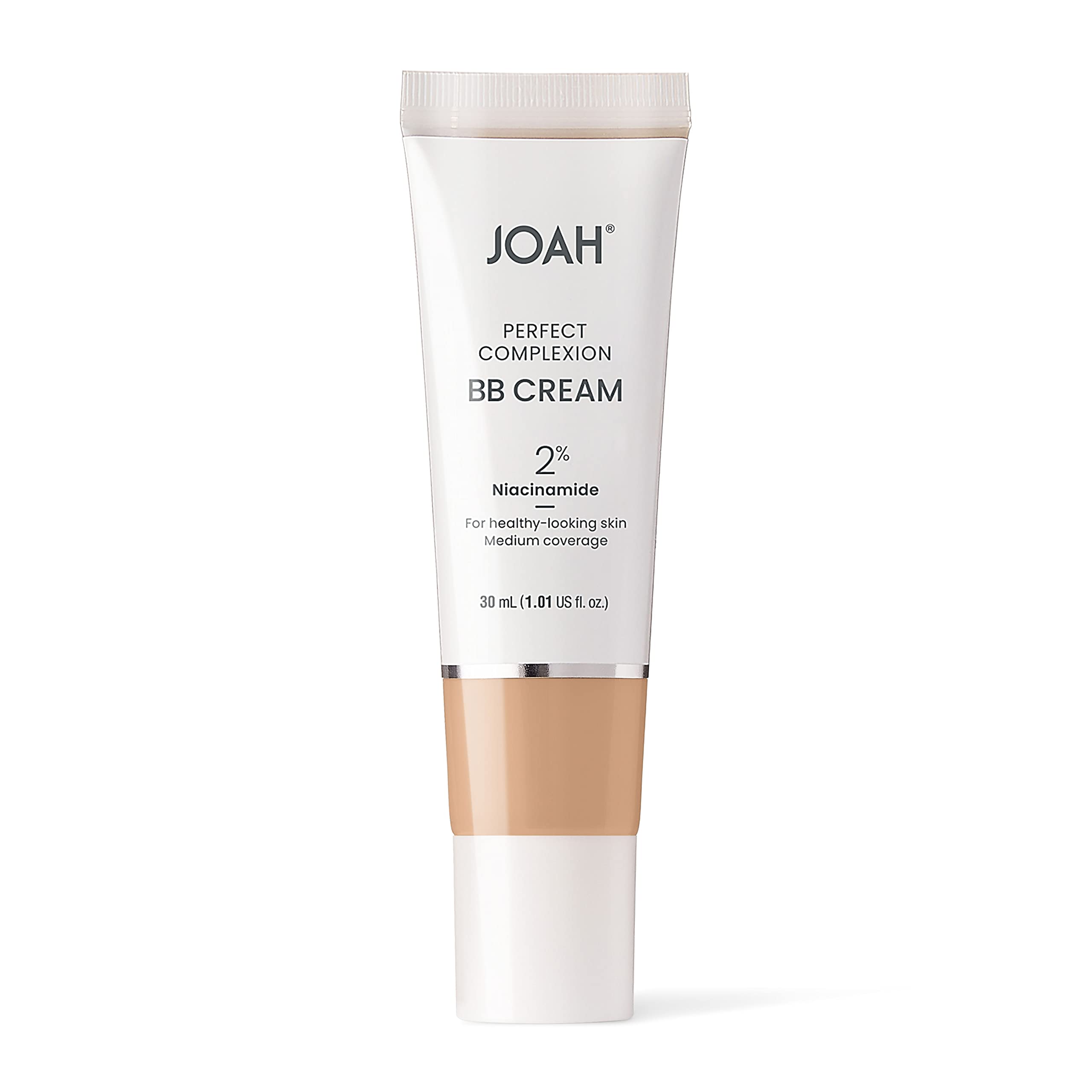 JOAH BB Cream swatch showing hyaluronic acid hydration for plump skin.