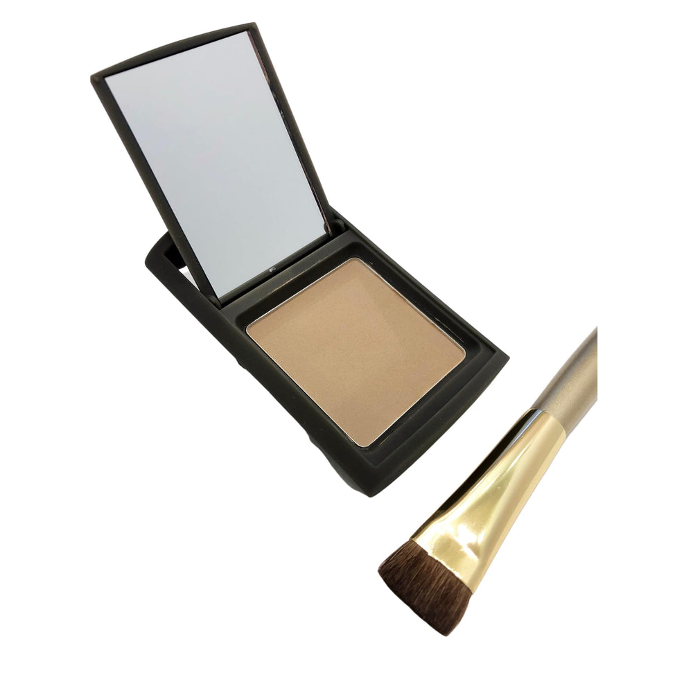 Joan Rivers Great Hair Day root touch-up powder in light blonde front view for fuller-looking hair.
