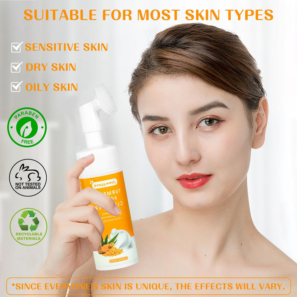 Joanssore turmeric foaming mousse texture highlights rich lather for deep pores