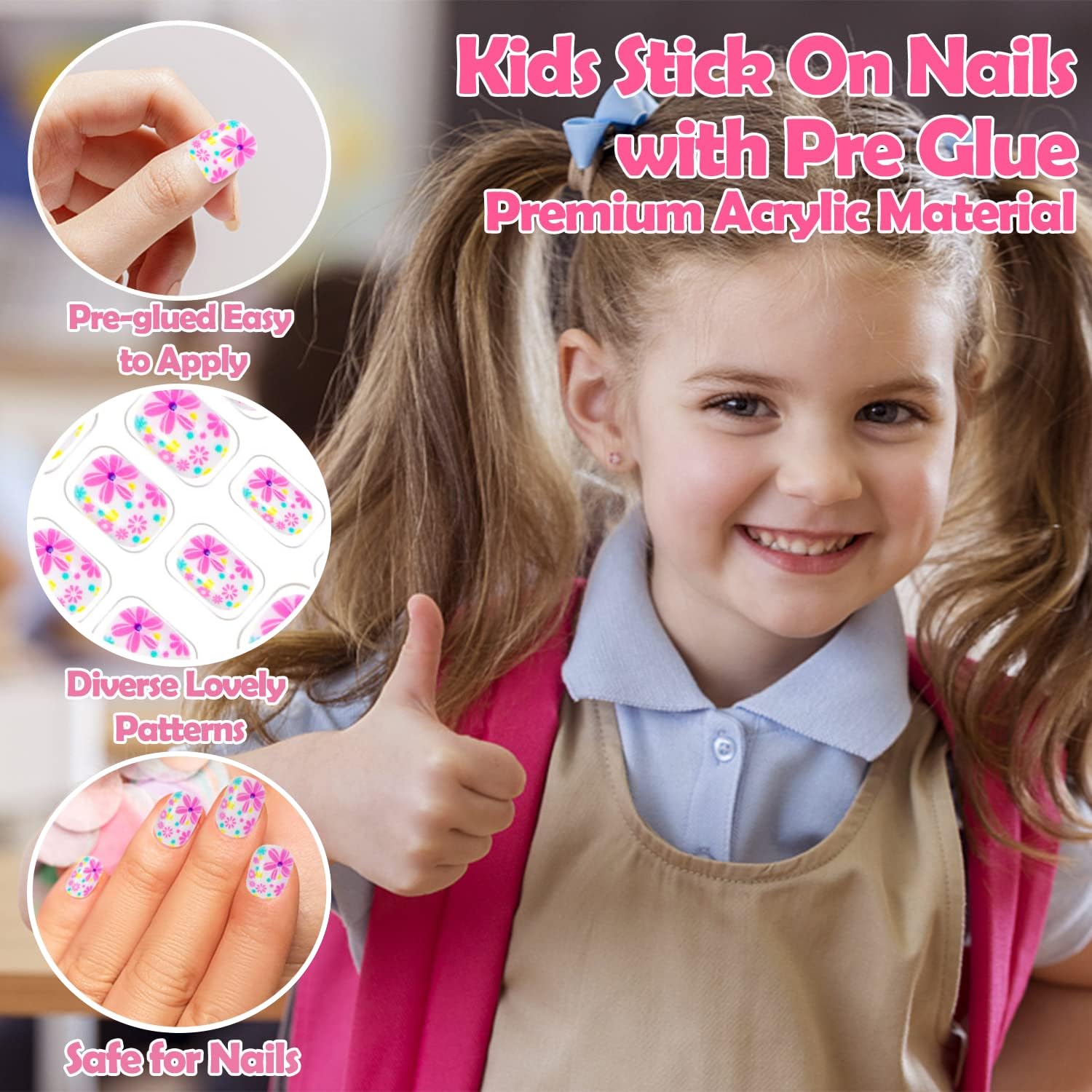 JOAOYO pre glued nails enable easy application for kids with minimal mess.
