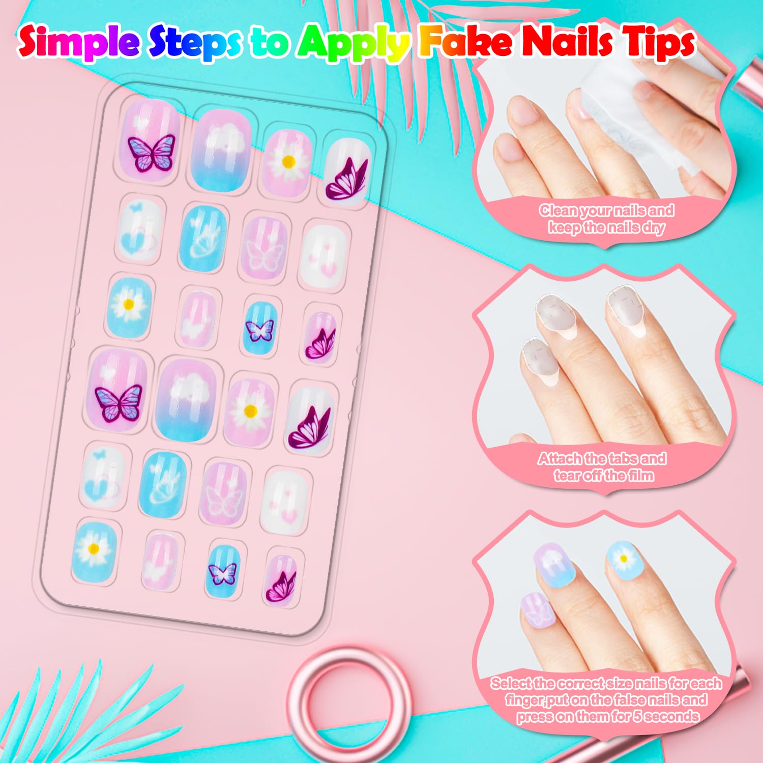 JOAOYO pre-glued nails show easy application for kids’ crafts and dress-up play