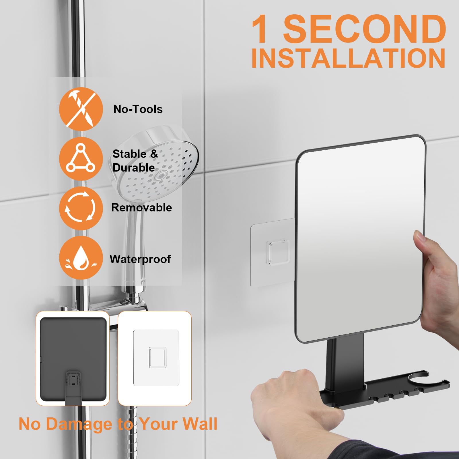 Jobsonslates shower mirror with toothbrush holders for organized routine