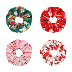 Jocbean Christmas scrunchies red Santa close-up for festive ponytails and non-slip everyday wear