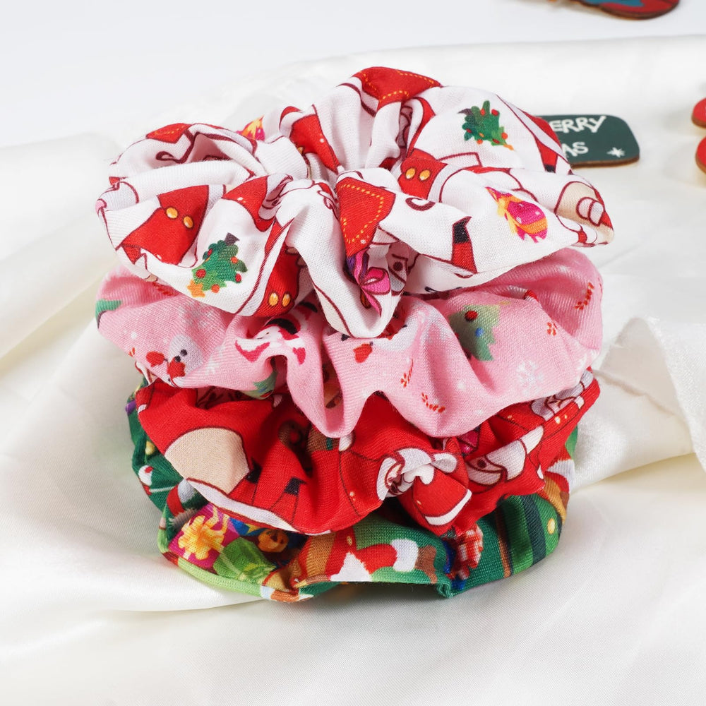 Jocbean Christmas scrunchies set pack highlights multiple designs for matching moods