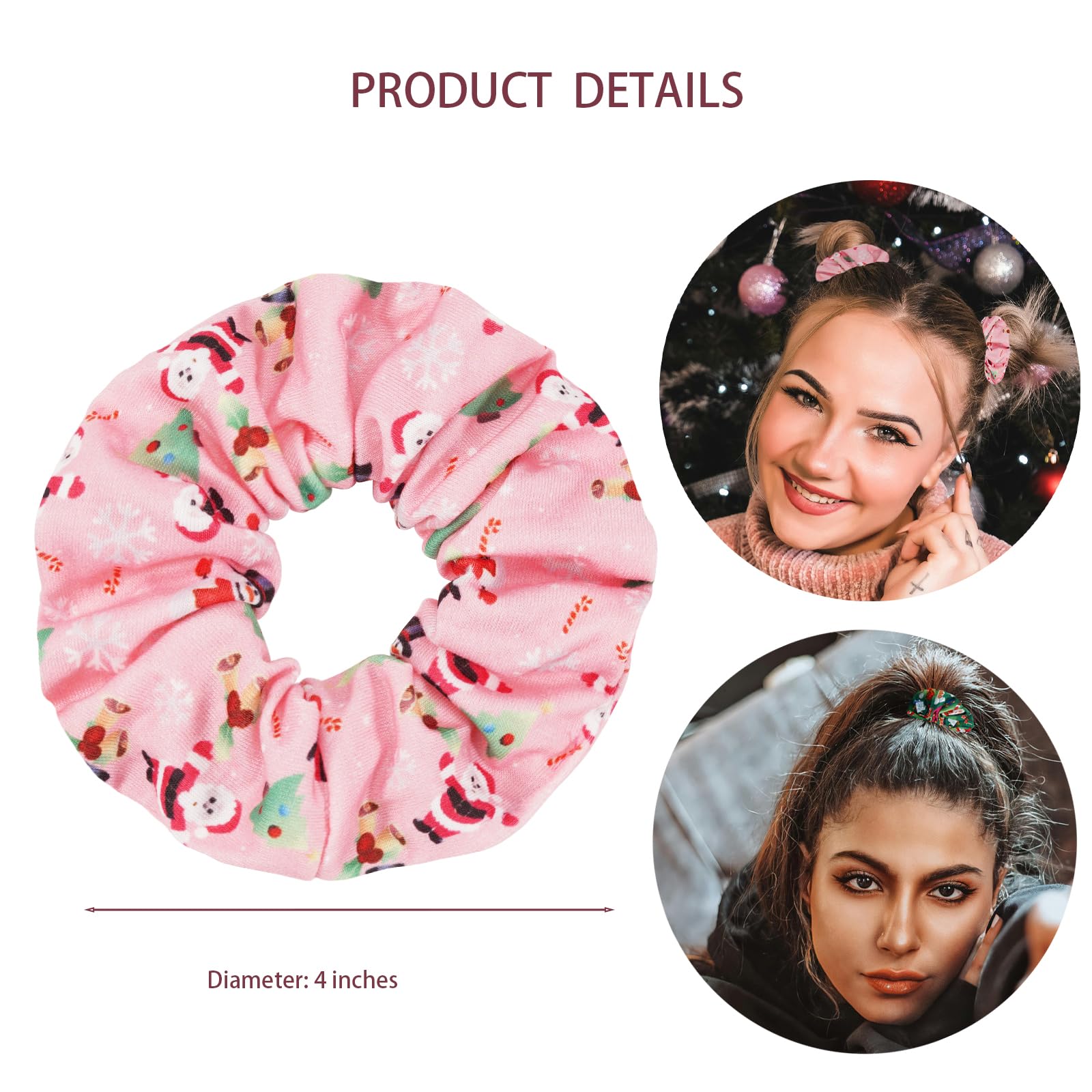 Jocbean white Santa scrunchie on hair to add playful holiday charm and gentle hold