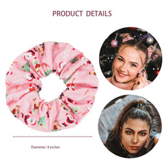 Jocbean white Santa scrunchie on hair to add playful holiday charm and gentle hold