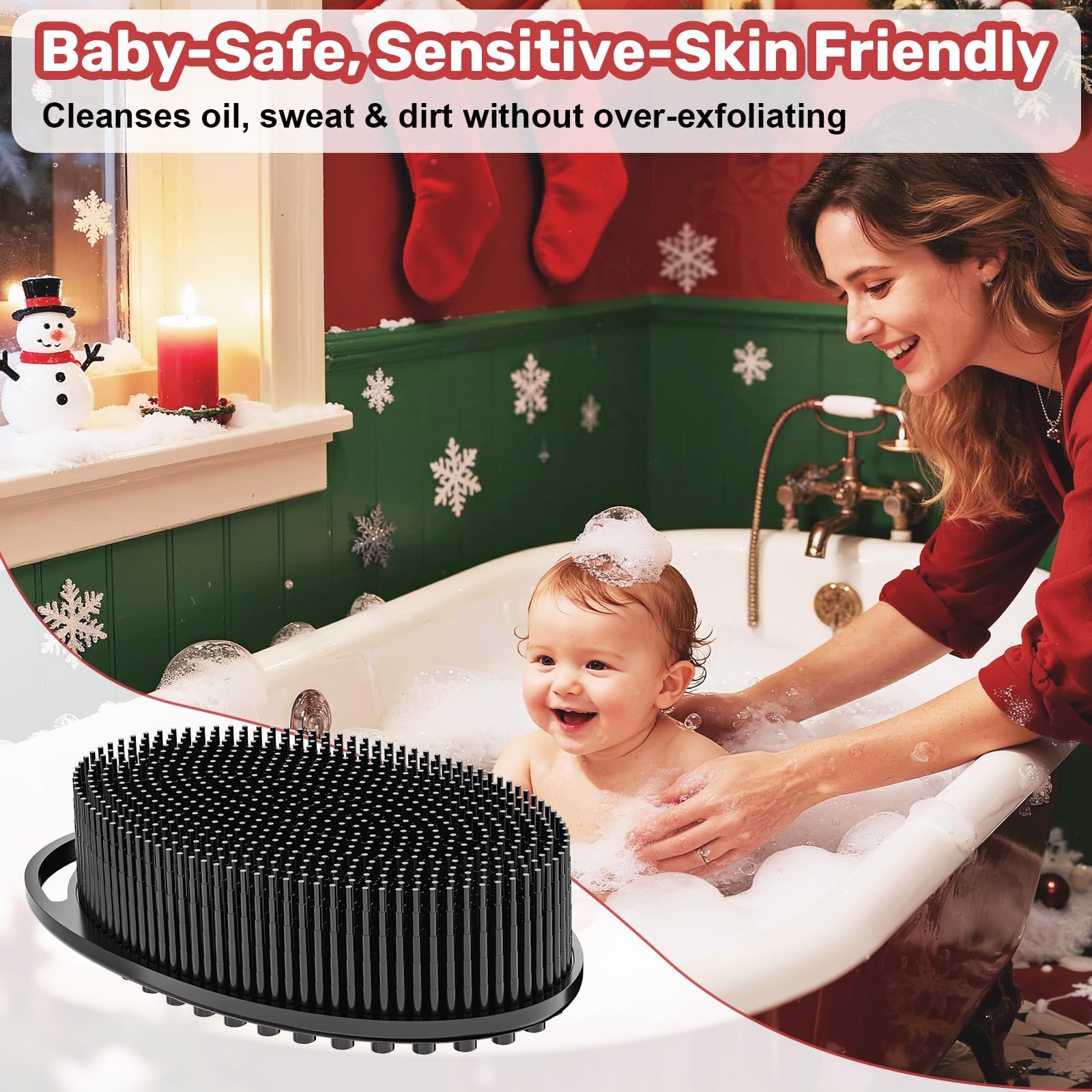 JODBUY silicone body scrubber with holiday colors for festive bath time