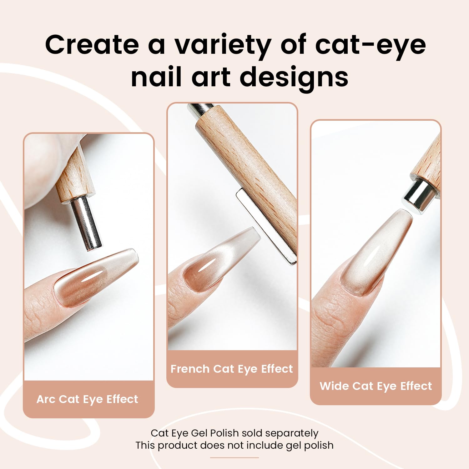Imán JODSONE para uñas con efecto ojo de gato, imán cuadrado de 3 cm