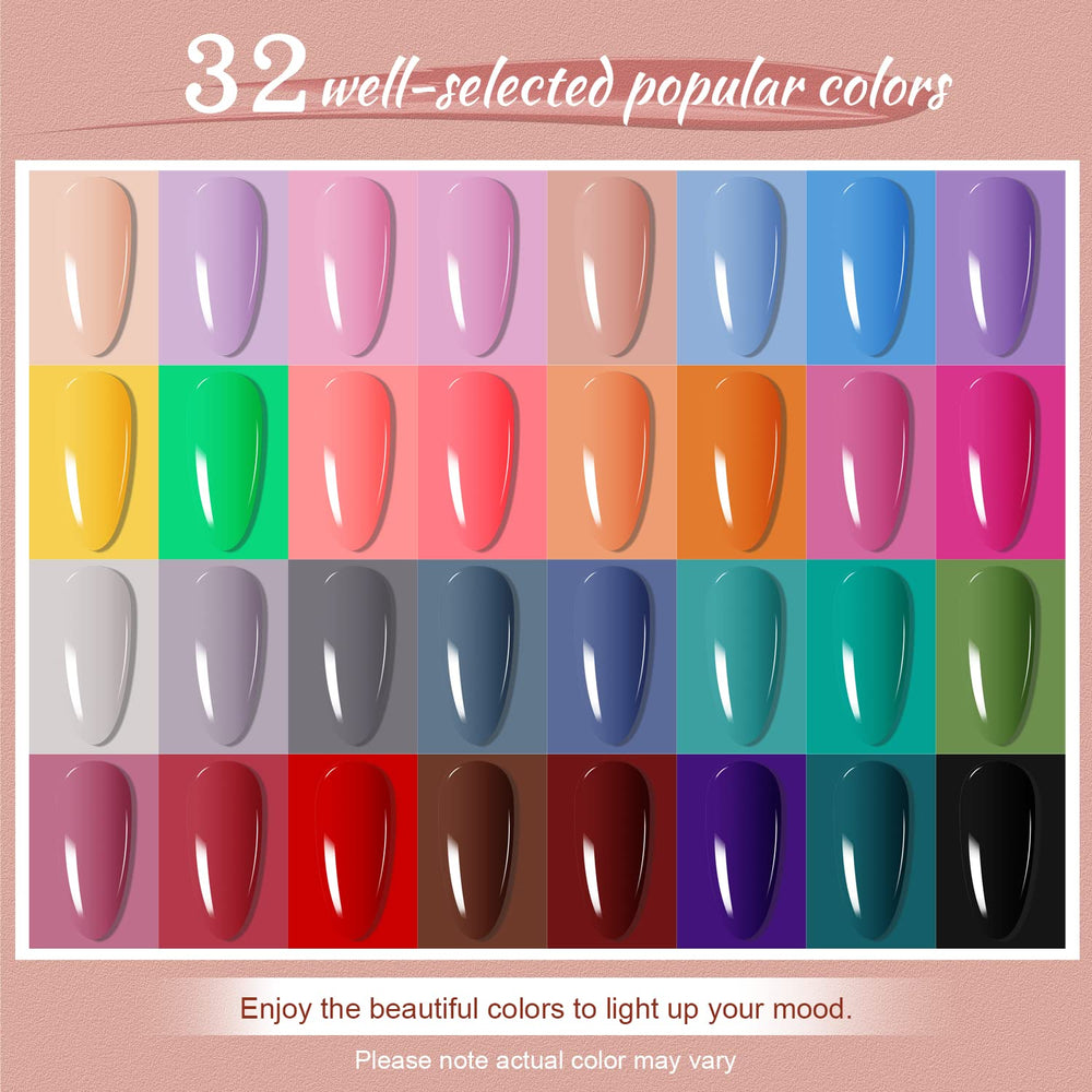 JODSONE 32-color gel polish bottles provide vibrant color options.