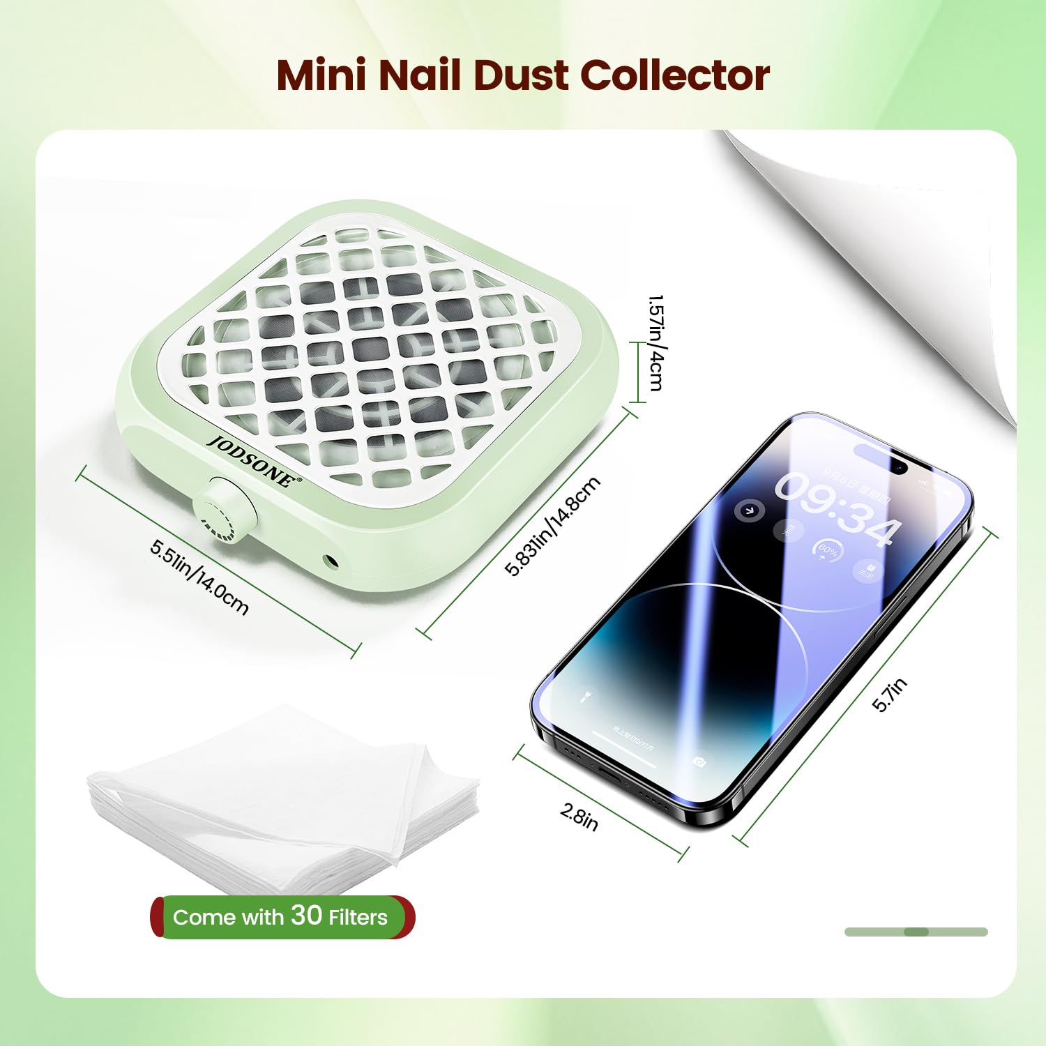 JODSONE 6000RPM mini nail dust collector back venting enhances continuous cooling.