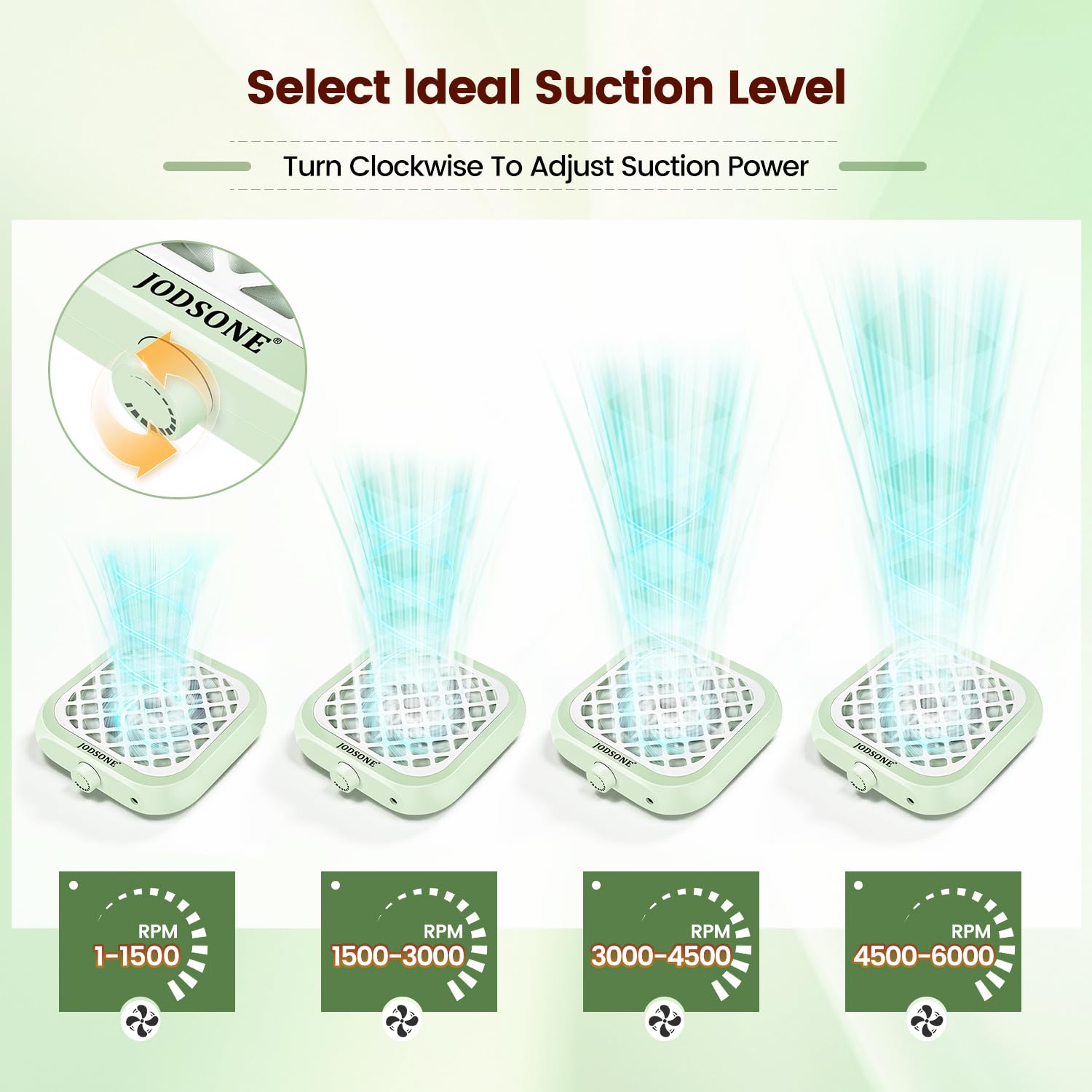 JODSONE 6000RPM mini nail dust collector operates with low noise for comfort.