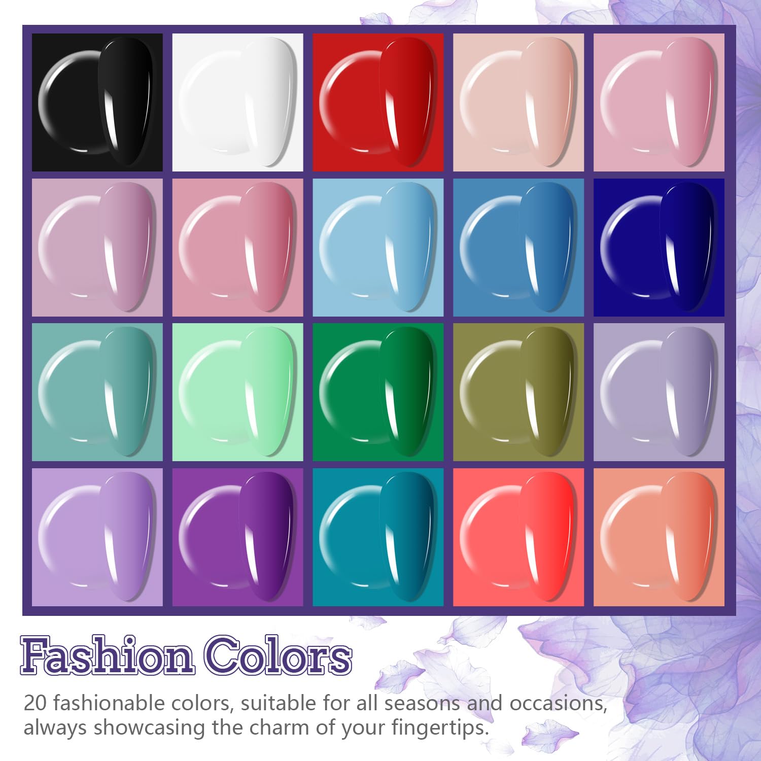 JODSONE base coat and glossy top coat for durable shine.