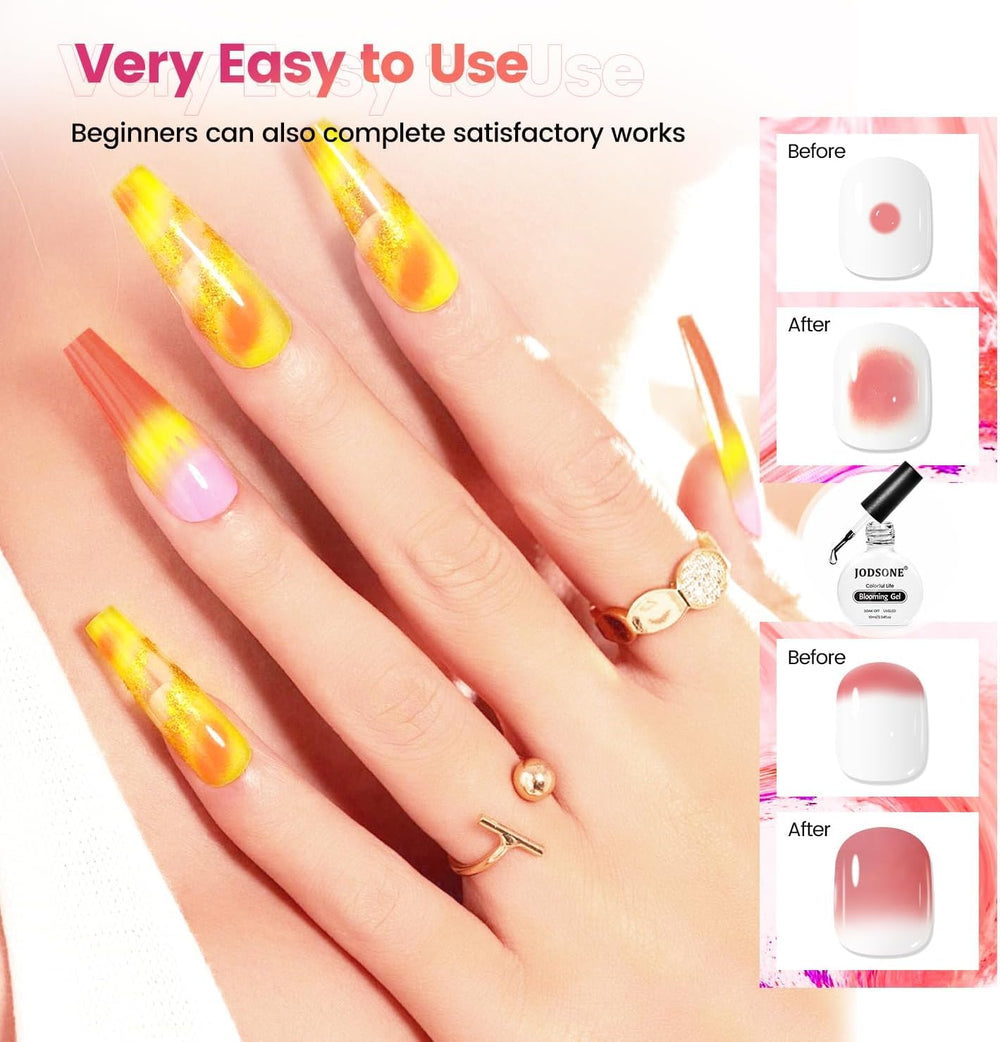 JODSONE Blooming Gel gradient nails with smooth color transition
