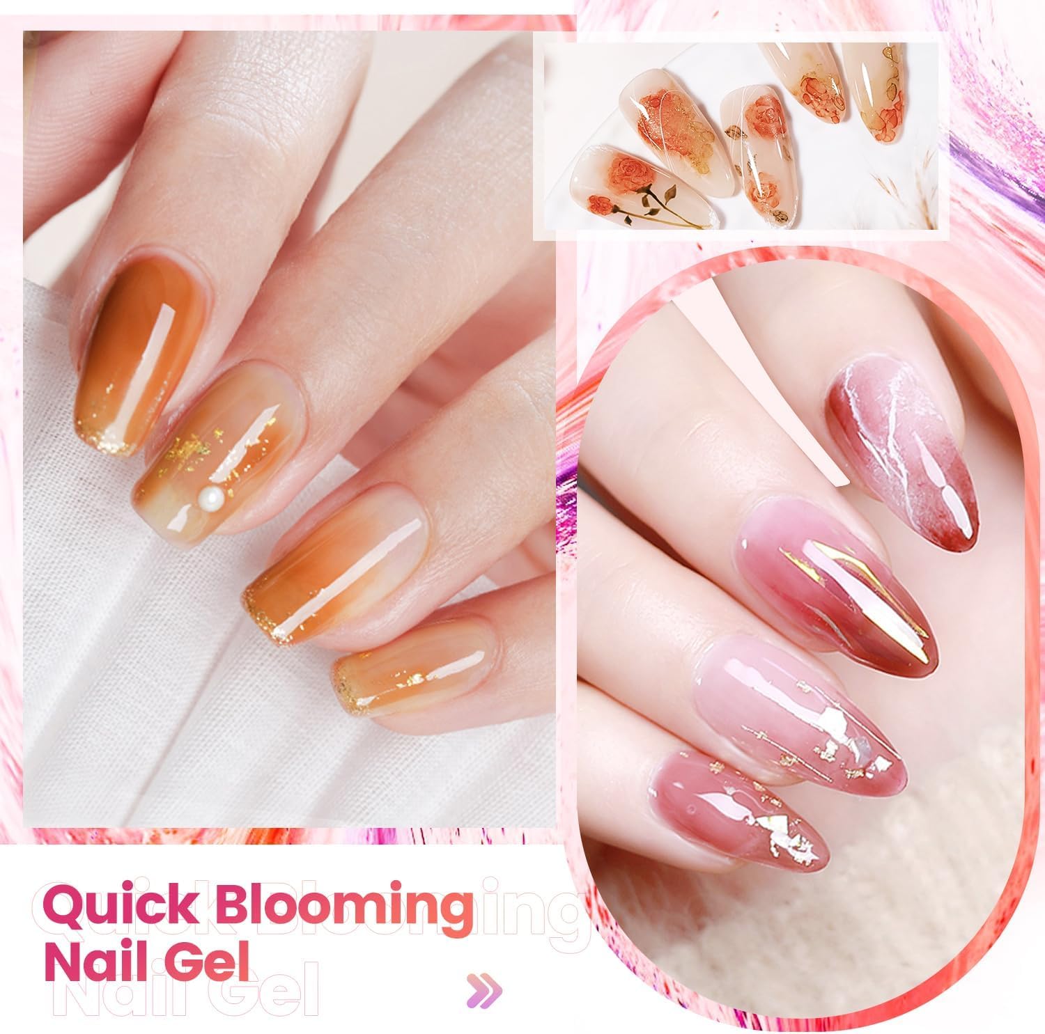 JODSONE Blooming Gel marble nail art showing soft diffusion