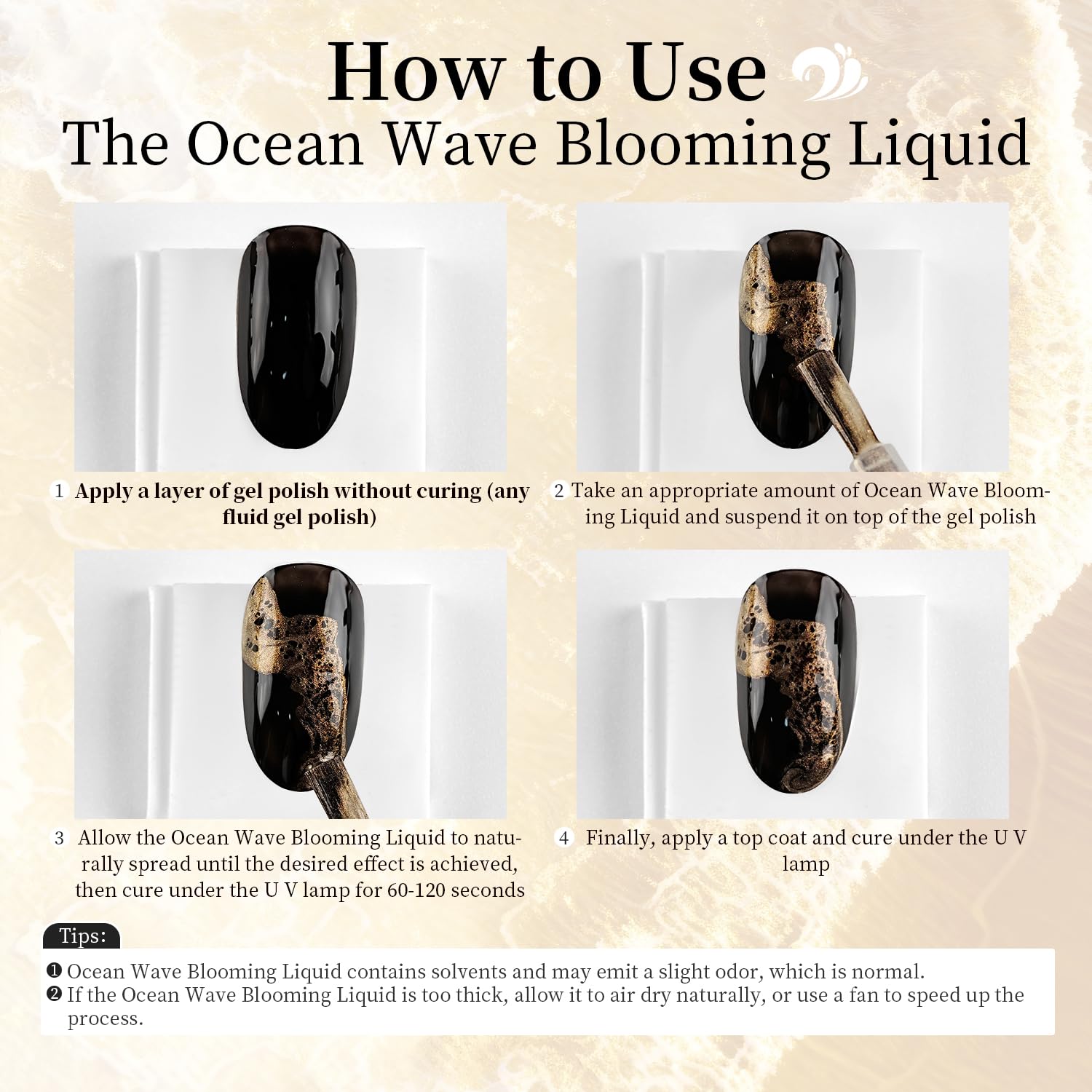 JODSONE Blooming Liquid application step captures initial spread on gel