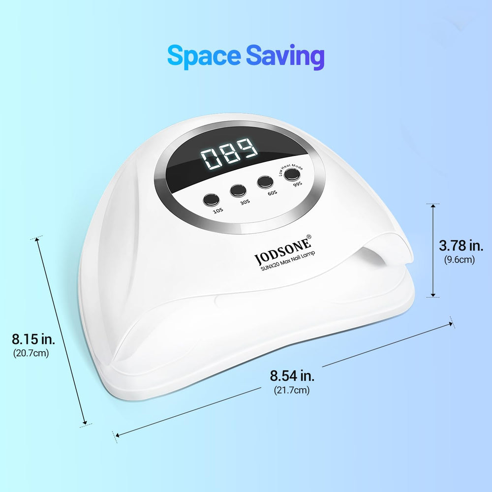 JODSONE dual-light-source nail lamp mimics sunlight for natural-looking cures.