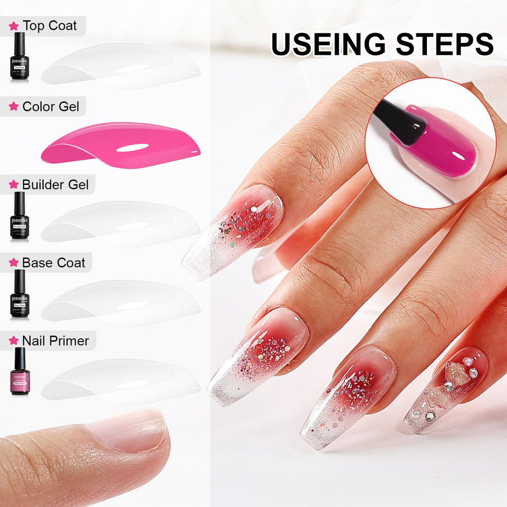 JODSONE gel mani application process image shows even layer building.
