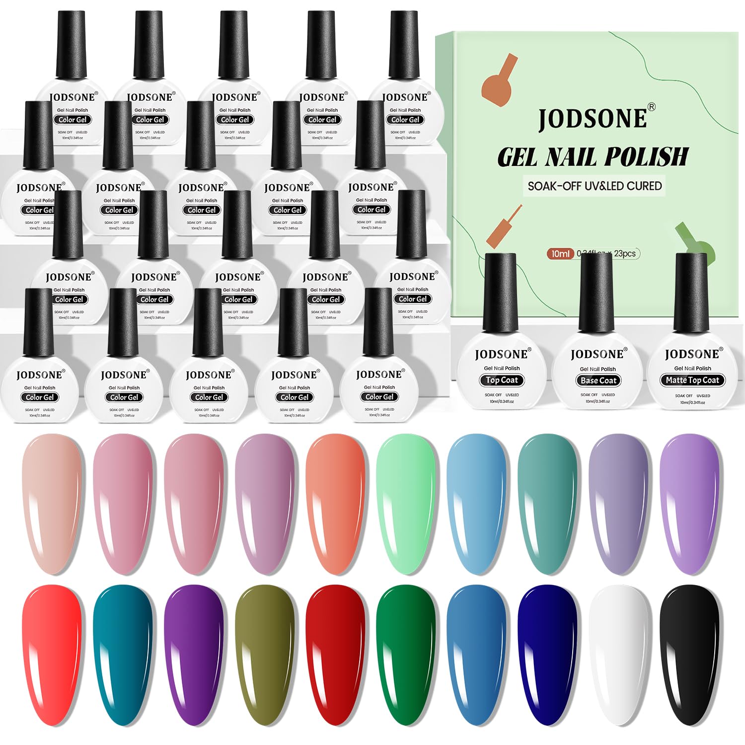 JODSONE gel nail polish 20-color collection swatches for versatile DIY manicures