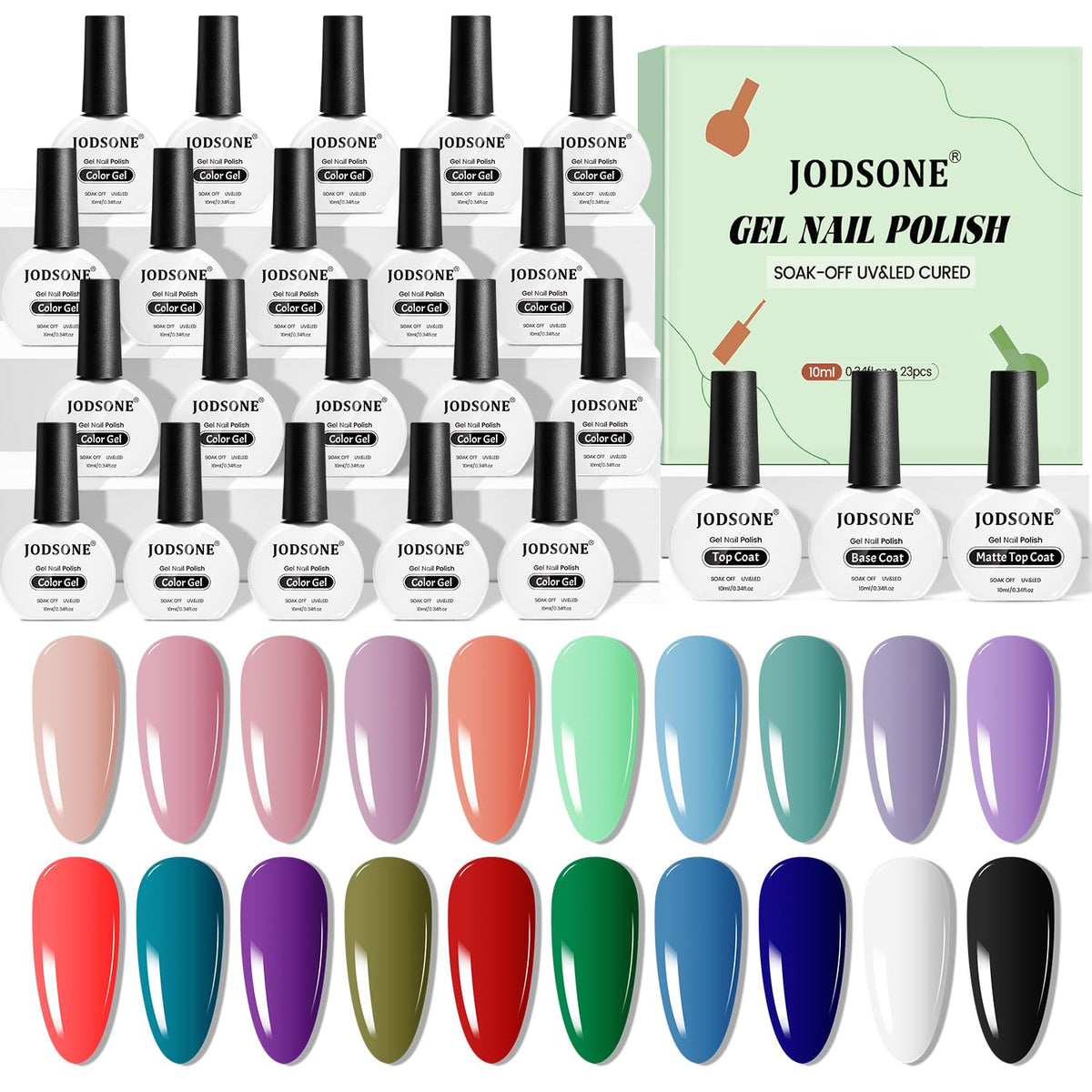 JODSONE gel nail polish 20-color collection swatches for versatile DIY manicures