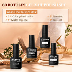 JODSONE gel nail polish bottles close-up showing vibrant hues for seasonal styling.