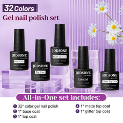 JODSONE gel nail polish bottles close-up showing glossy finish.