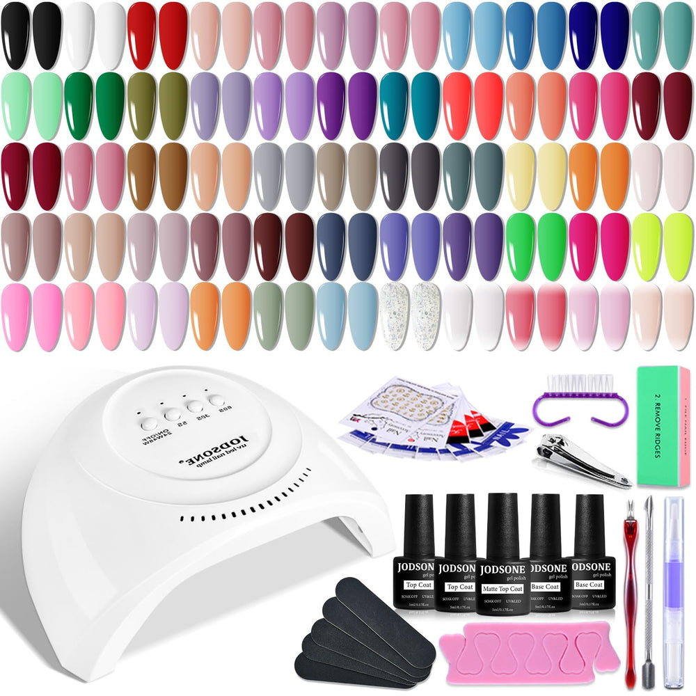 JODSONE gel nail polish kit colors row displays vibrant shades for daily wear and special occasions.