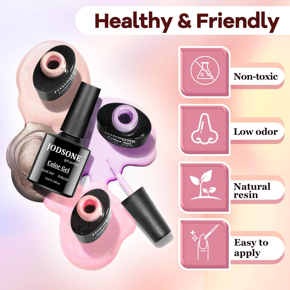 JODSONE gel polish bottle close-up shows high shine and color payoff.