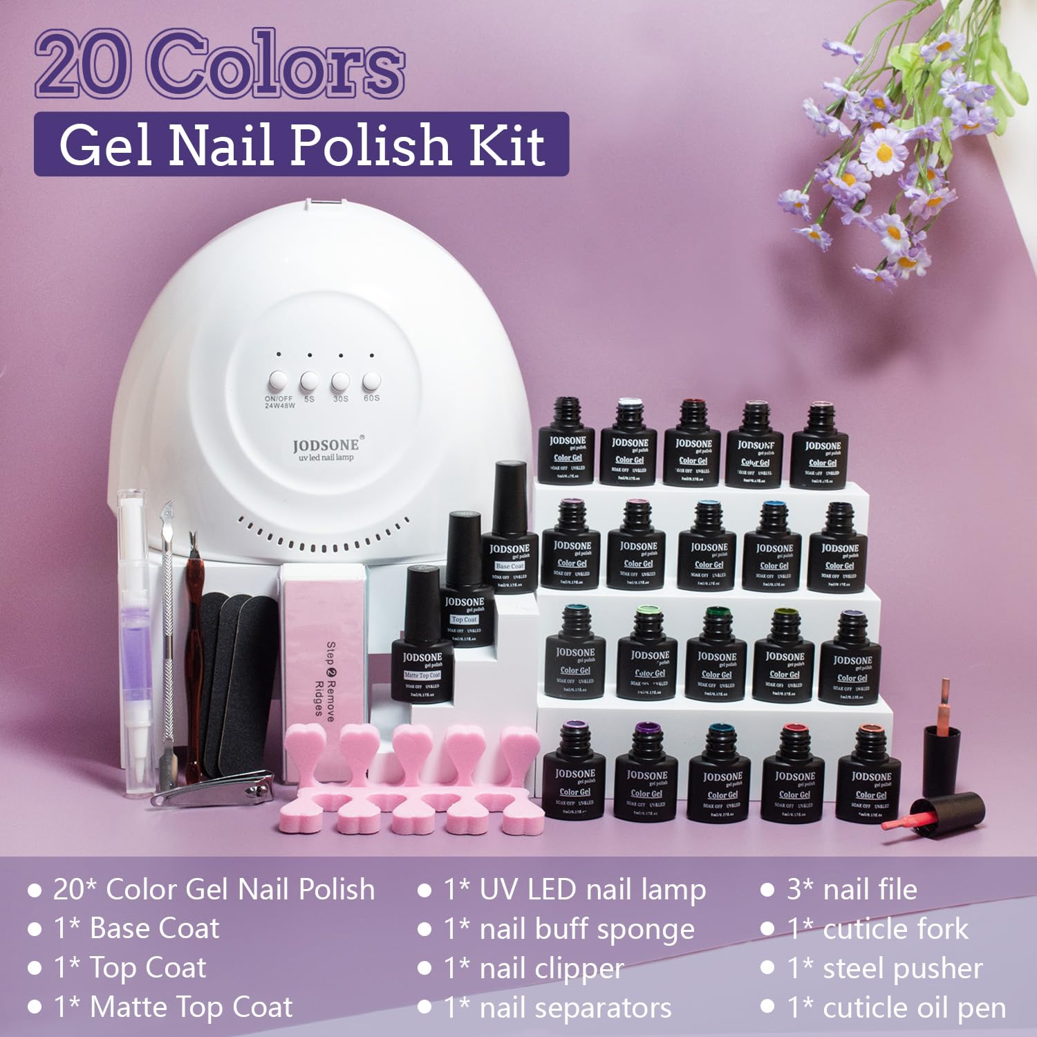 JODSONE matte top coat bottle for a sophisticated finish.