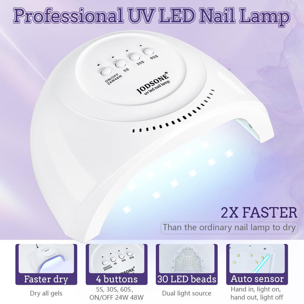 JODSONE nail lamp with UV/LED curing speeds up gel sets.