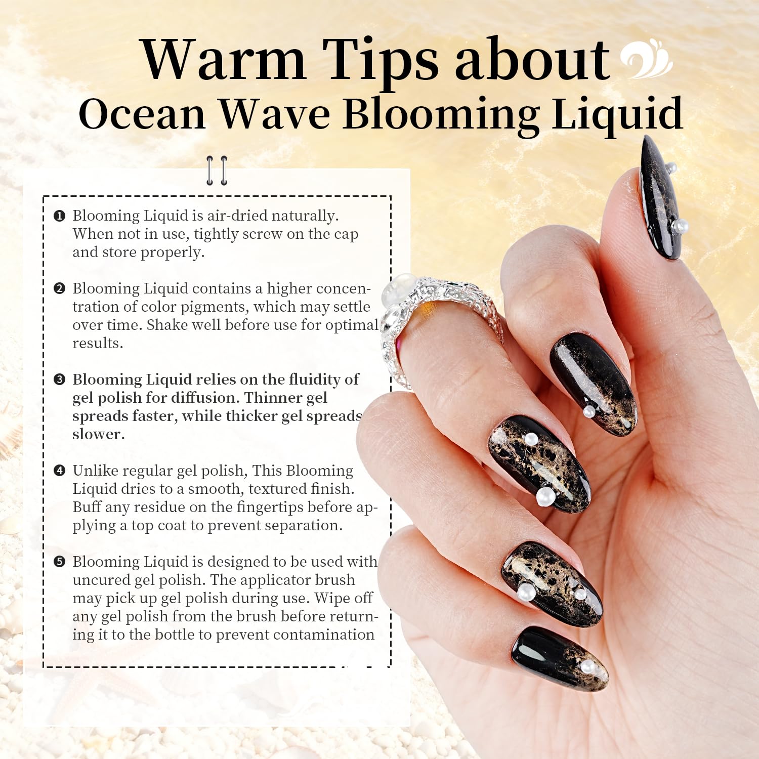 JODSONE Ocean Wave texture demo on nail showcasing natural bloom patterns