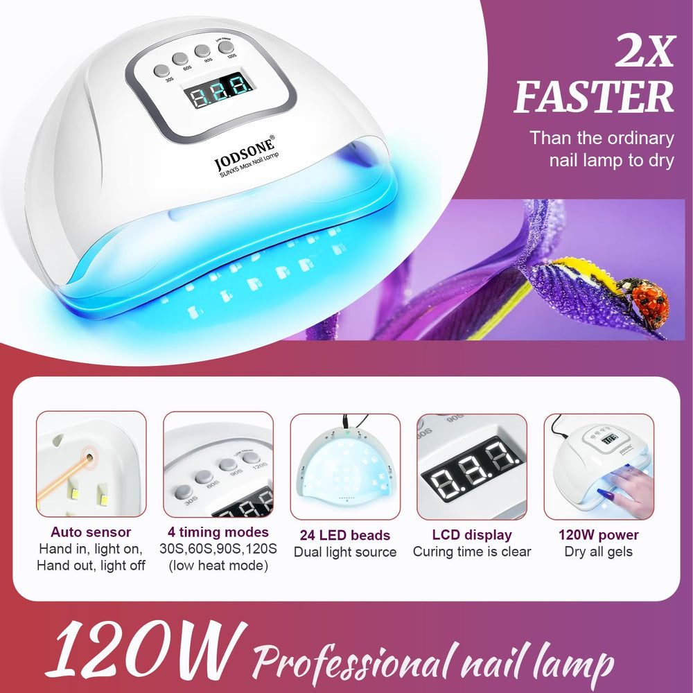 JODSONE smart nail lamp with LCD sensor enables quick curing.
