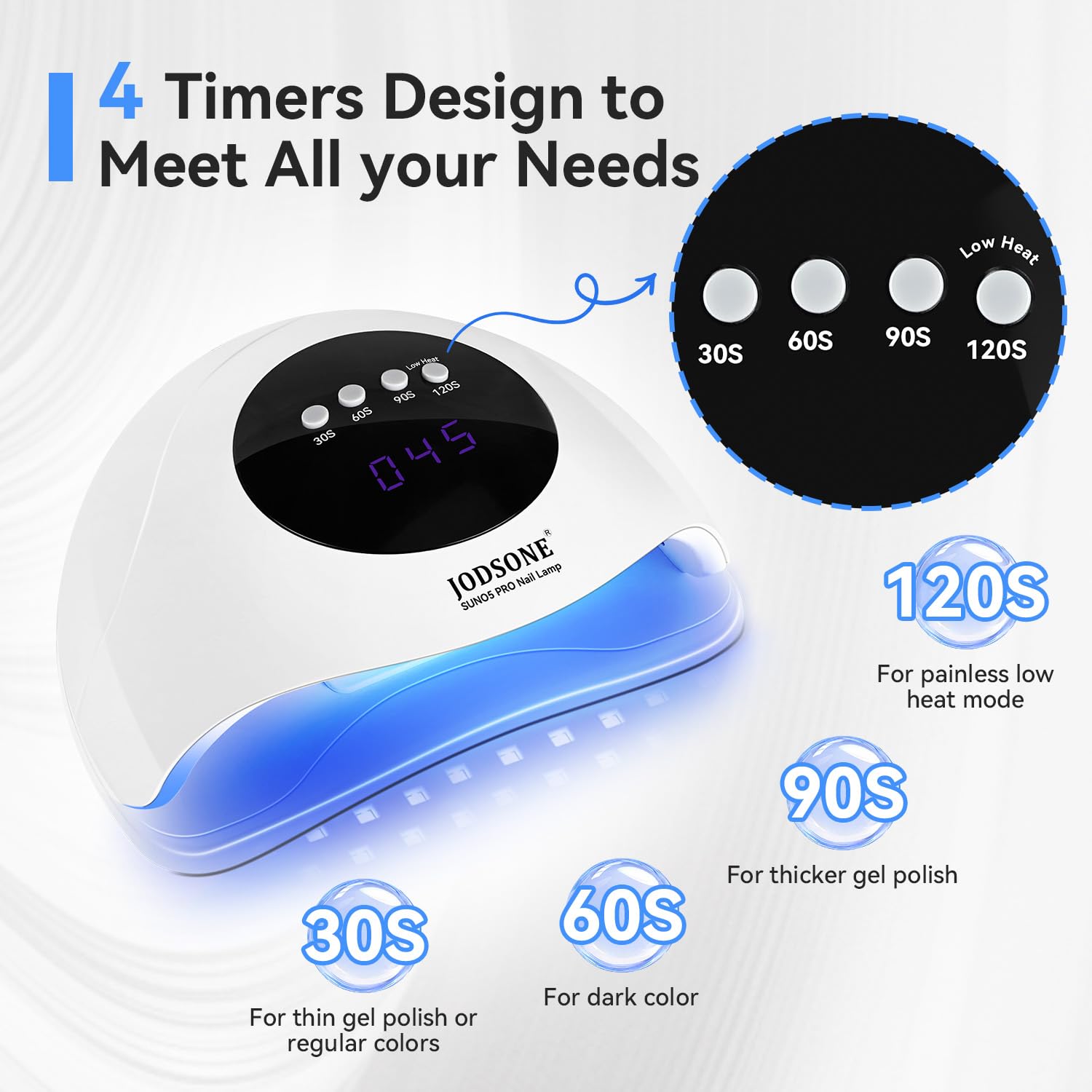 JODSONE U-V LED Nail Lamp four timers option supports flexible gel curing