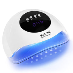 JODSONE U-V LED Nail Lamp front view highlights sleek white finish for salon-quality use