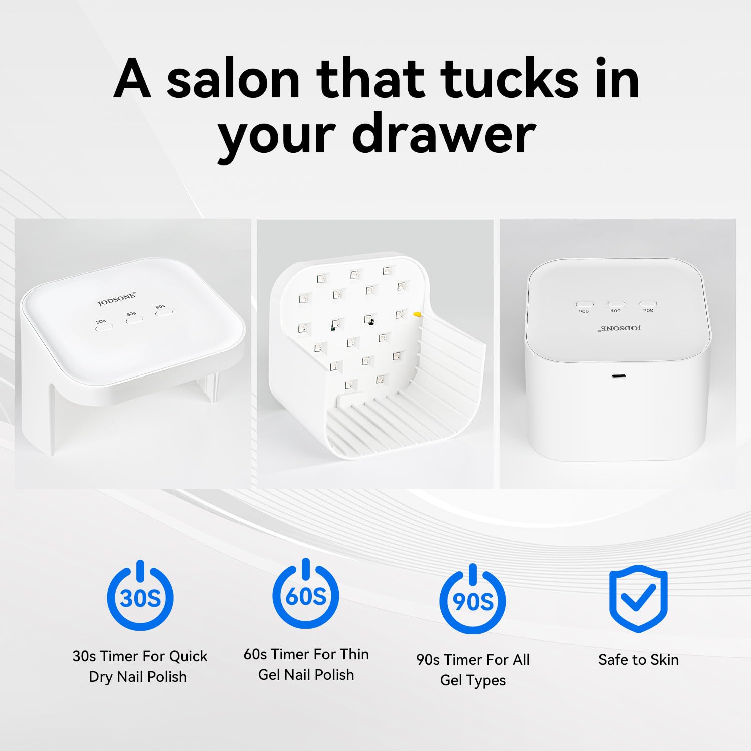 JODSONE U V LED nail lamp interior shows large space for hands and feet