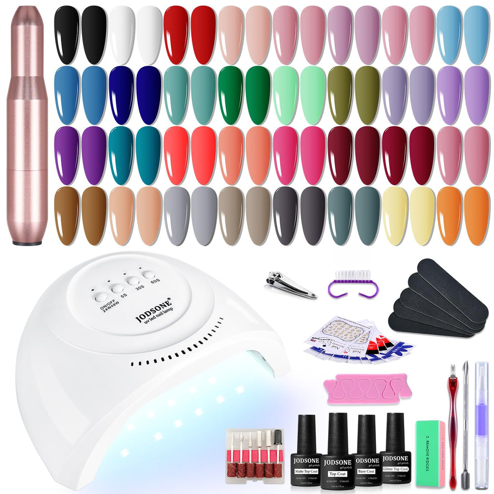 JODSONE 36-piece gel nail polish set offers vibrant shades for at-home manicures.