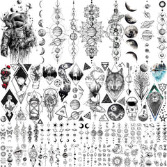 JOEHAPY 33-sheets outer-space tattoos pack for kids and adults, ideal for themed parties.