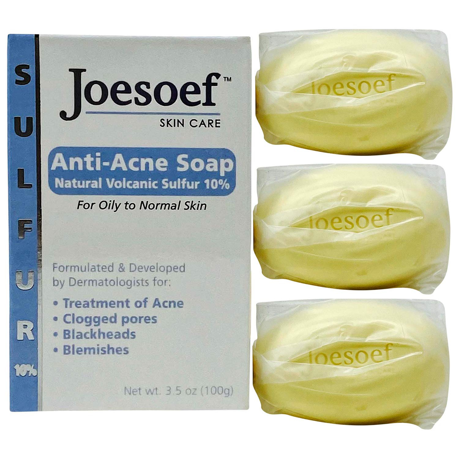 JOESOEF SKIN CARE volcanic sulfur close-up texture on bar.