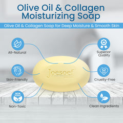 JOESOEF SKIN CARE soap on bath shelf, everyday skincare ritual.