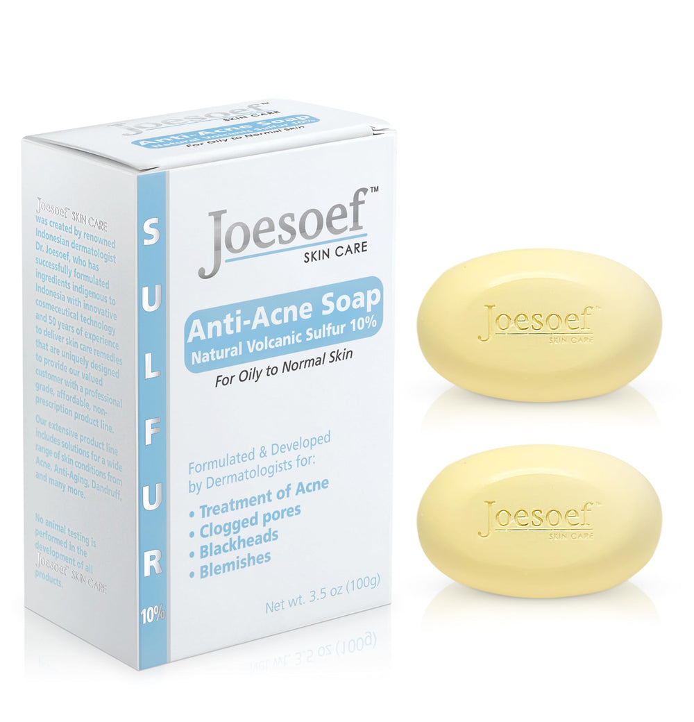 JOESOEF Sulfur Soap bar closeup for pore cleansing and balanced skin.