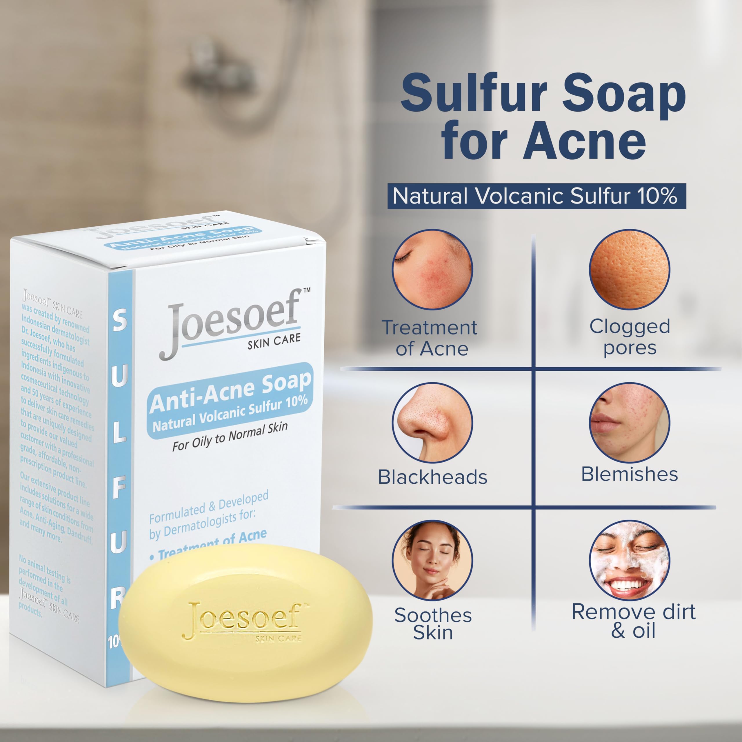 JOESOEF Sulfur Soap foamy lather ready for daily cleansing.