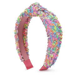 JOEYTECH Sequin Knot Headband Rainbow adds vibrant sparkle for playful daily outfits.