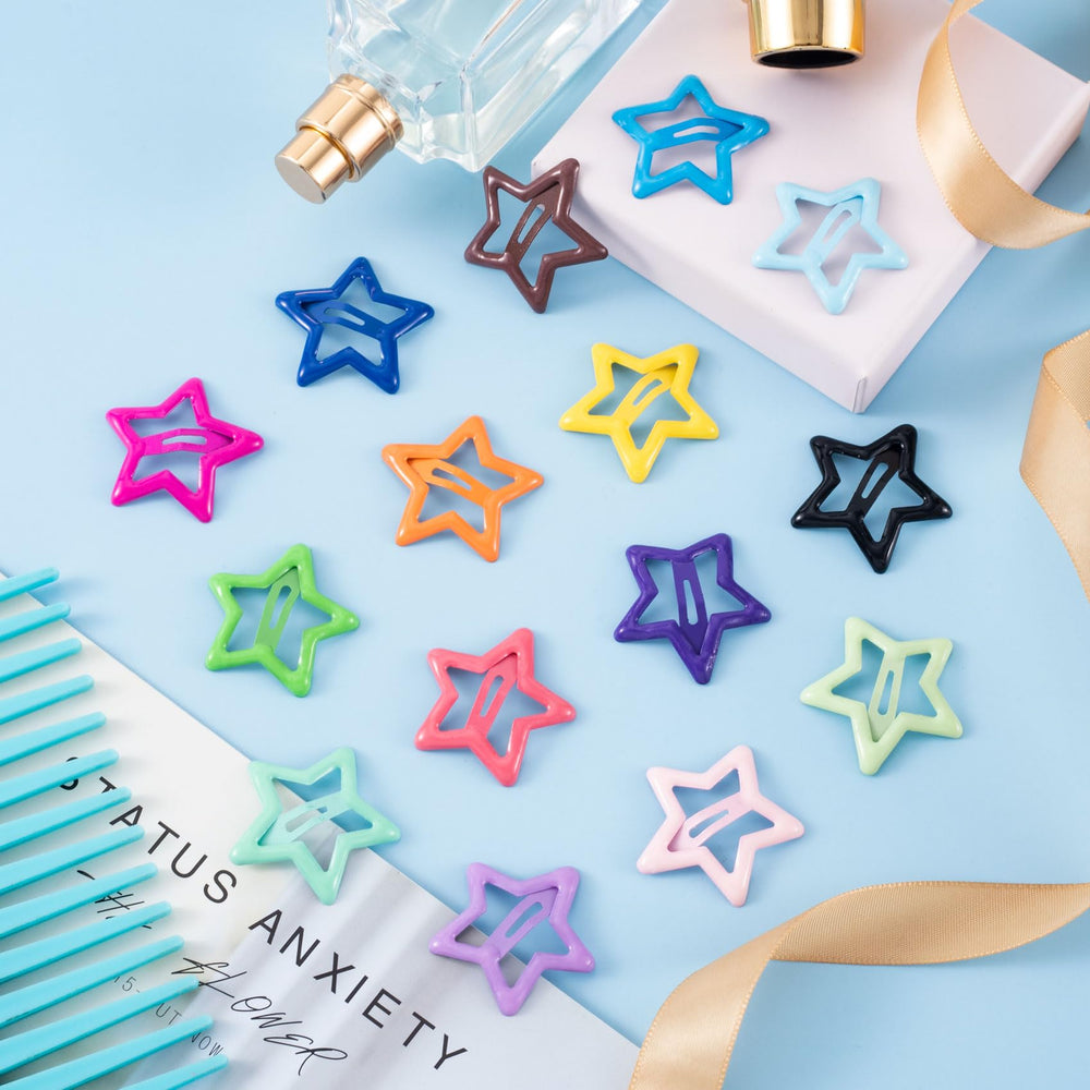 Joez Wonderful star hair clips gift-ready colorful set.