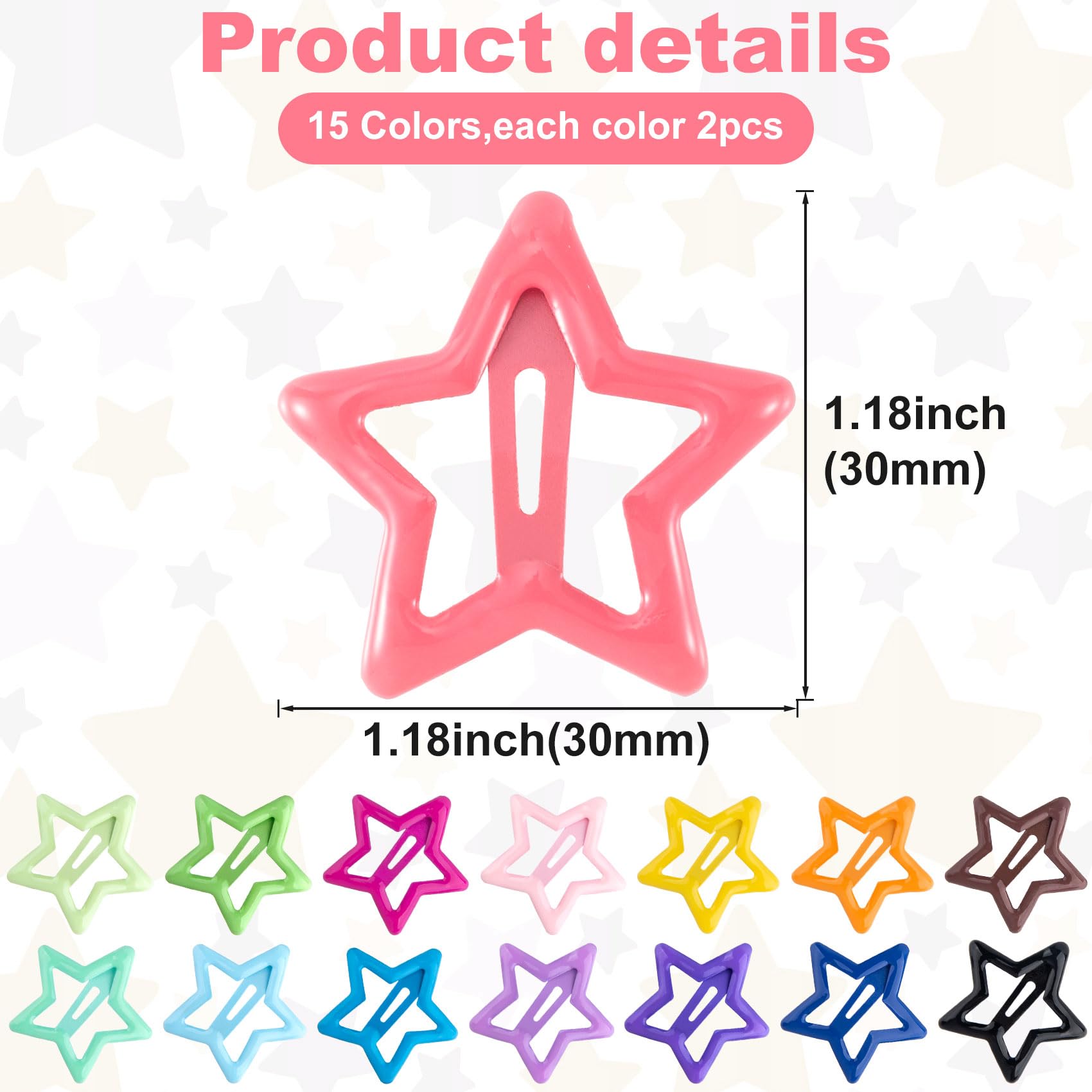 Joez Wonderful star hair clip metal snap close-up shows sturdy finish.