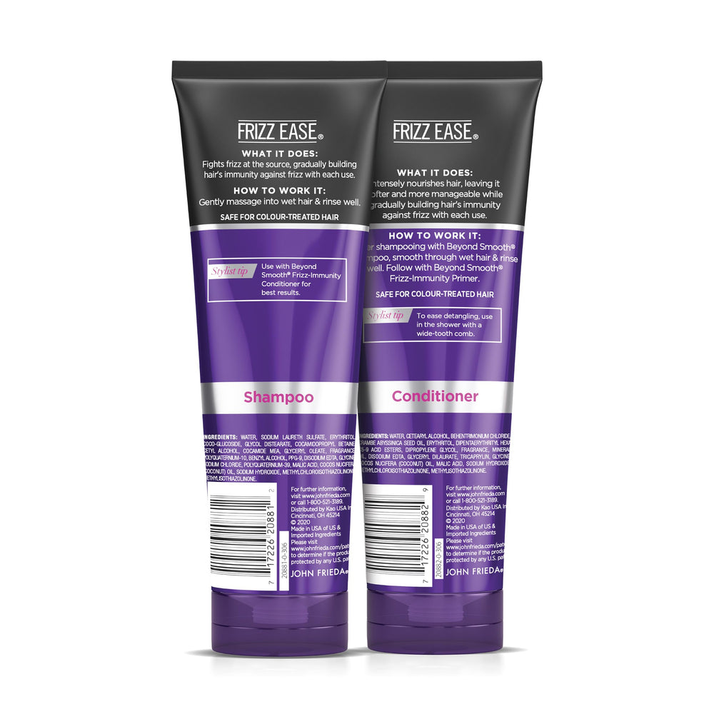 John Frieda Frizz Ease Beyond Smooth Bundle in humid climate shows frizz defense