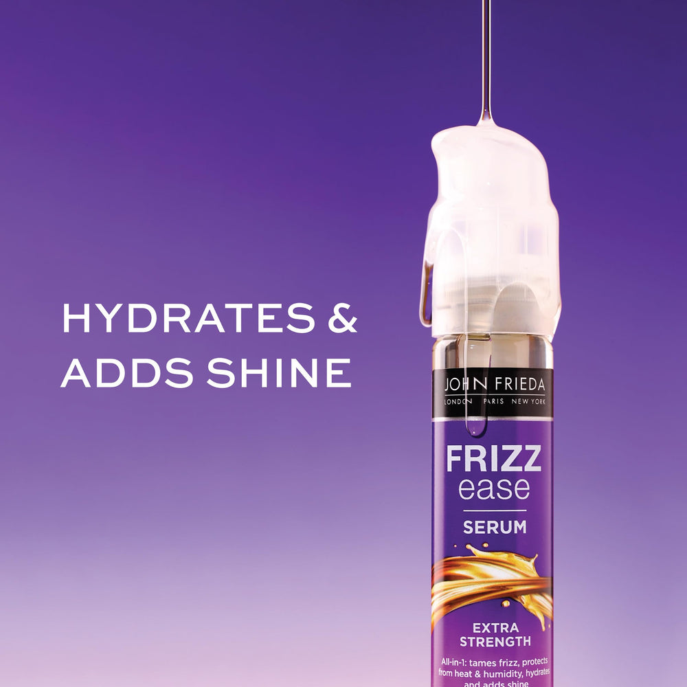 Coconut oil visualization from John Frieda serum demonstrates lightweight moisture smoothing