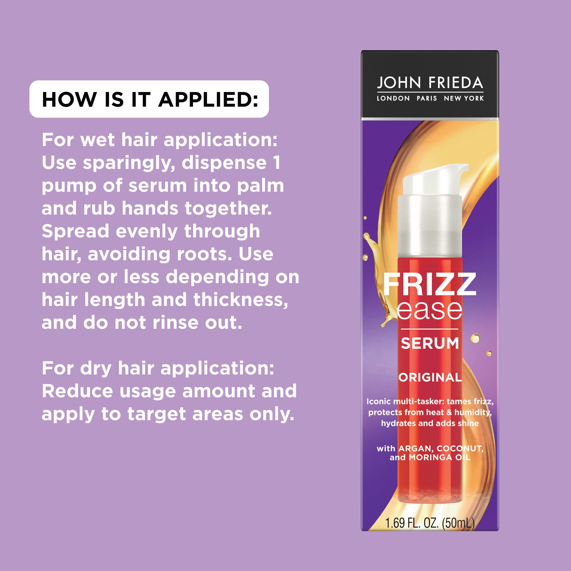John Frieda Frizz Ease Original Hair Serum humidity barrier scene in use.