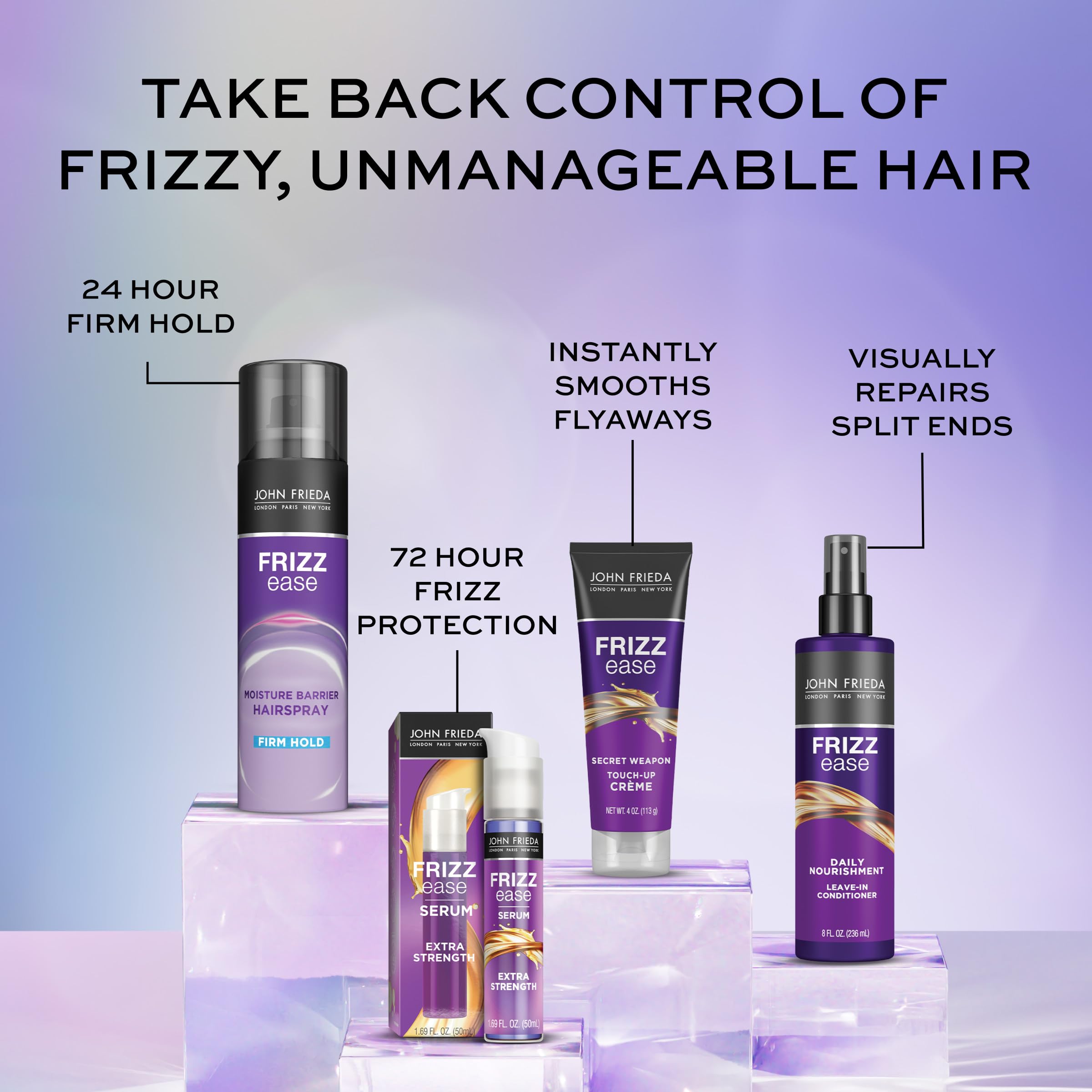 John Frieda Frizz Ease in gym bag for mid-day frizz control